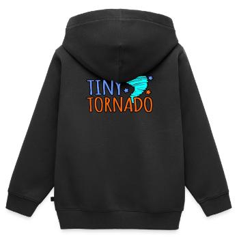 Tornado - Kinder Premium Organic Zip Hoodie - Schwarz - Hinten - AI Model Kid Male (0cm)