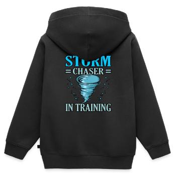 Tornado - Kinder Premium Organic Zip Hoodie - Schwarz - Hinten - AI Model Kid Male (0cm)