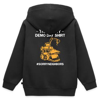 Das ist mein Demo Day Shirt Sorry Nachbarn es wird - Kinder Premium Organic Zip Hoodie - Schwarz - Hinten - AI Model Kid Male (0cm)