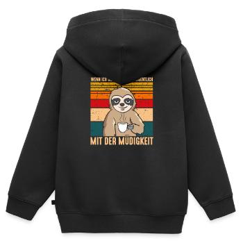 Wenn Ich Schlafe Geht Es Mit Der Müdigkeit - Kinder Premium Organic Zip Hoodie - Schwarz - Hinten - AI Model Kid Male (0cm)