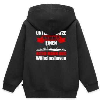 Unterschätze Niemals Einen Alten Mann Aus Wilhelms - Kinder Premium Organic Zip Hoodie - Schwarz - Hinten - AI Model Kid Male (0cm)