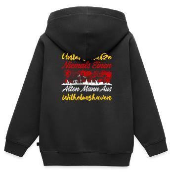 Unterschätze Niemals Einen Alten Mann Aus Wilhelms - Kinder Premium Organic Zip Hoodie - Schwarz - Hinten - AI Model Kid Male (0cm)