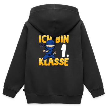 Ich bin 1. Klasse Einschulung Ninja - Kinder Premium Organic Zip Hoodie - Schwarz - Hinten - AI Model Kid Male (0cm)