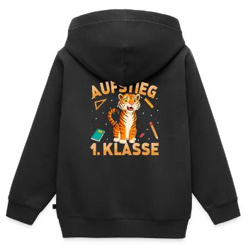 Aufstieg 1. Klasse Tiger - Kinder Premium Organic Zip Hoodie - Schwarz - Hinten - AI Model Kid Male (0cm)