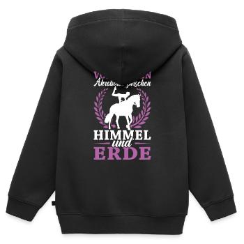 Voltigieren - Kinder Premium Organic Zip Hoodie - Schwarz - Hinten - AI Model Kid Male (0cm)