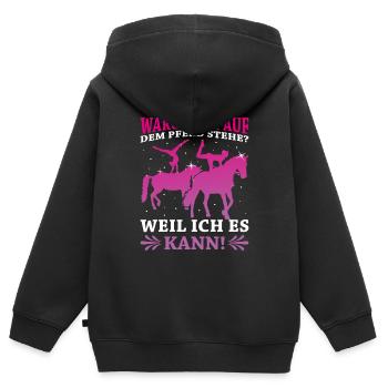 Voltigieren - Kinder Premium Organic Zip Hoodie - Schwarz - Hinten - AI Model Kid Male (0cm)