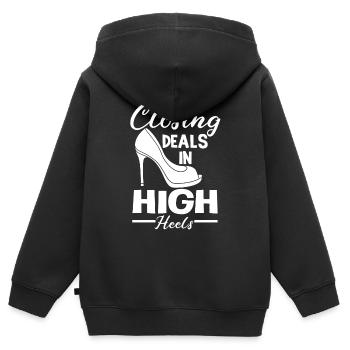 Schließen Von Angeboten In High Heels Real Estate - Kinder Premium Organic Zip Hoodie - Schwarz - Hinten - AI Model Kid Male (0cm)
