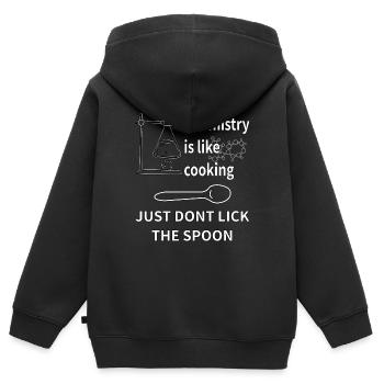 Chemie ist wie kochen - Löffel nicht ablecken - Kinder Premium Organic Zip Hoodie - Schwarz - Hinten - AI Model Kid Male (0cm)