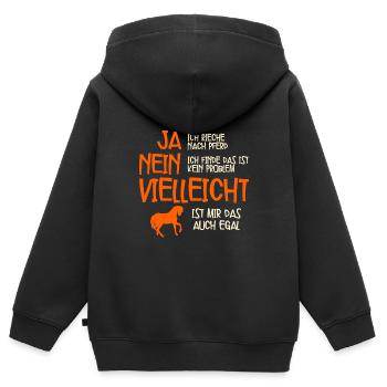 Ja Ich Rieche Nach Pferd Pferde - Kinder Premium Organic Zip Hoodie - Schwarz - Hinten - AI Model Kid Male (0cm)