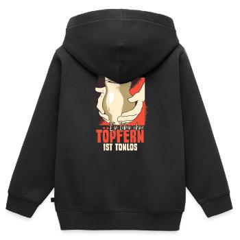 Töpfern - Kinder Premium Organic Zip Hoodie - Schwarz - Hinten - AI Model Kid Male (0cm)