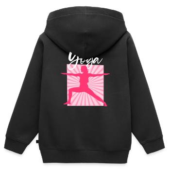 Yoga - Kinder Premium Organic Zip Hoodie - Schwarz - Hinten - AI Model Kid Male (0cm)
