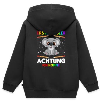 Erstklässler Achtung ich komme - Kinder Premium Organic Zip Hoodie - Schwarz - Hinten - AI Model Kid Male (0cm)