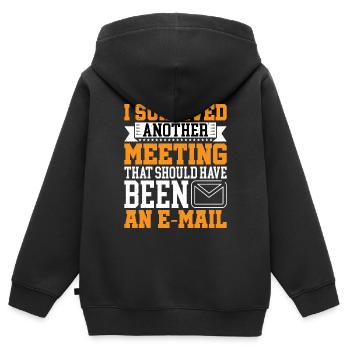 I Survived Another Meeting 16 - Kinder Premium Organic Zip Hoodie - Schwarz - Hinten - AI Model Kid Male (0cm)