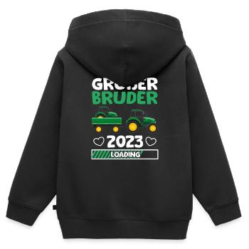 Großer Bruder 2023 Traktor Schwangerschaft - Kinder Premium Organic Zip Hoodie - Schwarz - Hinten - AI Model Kid Male (0cm)