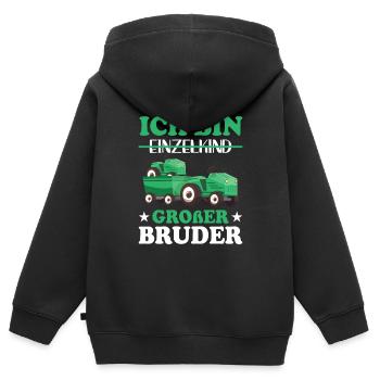 Großer Bruder 2023 Traktor Schwangerschaft - Kinder Premium Organic Zip Hoodie - Schwarz - Hinten - AI Model Kid Male (0cm)