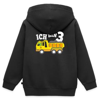 3 Jahre Jungen Geburtstagsgeschenk Dino Kipplaster - Kinder Premium Organic Zip Hoodie - Schwarz - Hinten - AI Model Kid Male (0cm)