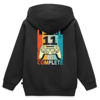 Level 11 Complete Gaming Geburtstag - Kinder Premium Organic Zip Hoodie - Schwarz - Hinten - AI Model Kid Male (0cm)