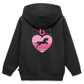 6th Birthday Girl Six 6 Years Horse Unicorn - Kids Premium Organic Zip-up Hoodie - black - Back - AI Model Kid Male (0cm)