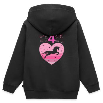 4. Geburtstag Mädchen vier 4 Jahre Pferd Unicorn - Kinder Premium Organic Zip Hoodie - Schwarz - Hinten - AI Model Kid Male (0cm)