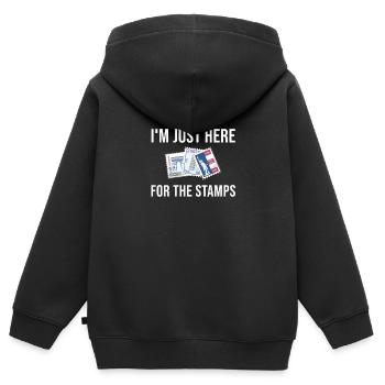 Briefmarken Sammeln Sammler Spruch - Kinder Premium Organic Zip Hoodie - Schwarz - Hinten - AI Model Kid Male (0cm)