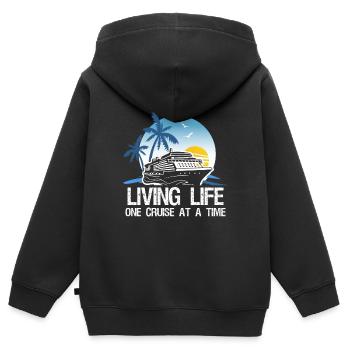 Live Live One Cruise vers un vaisseau temporel - Sweat Premium à capuche zippé enfant bio - noir - Dos - AI Model Kid Male (0cm)
