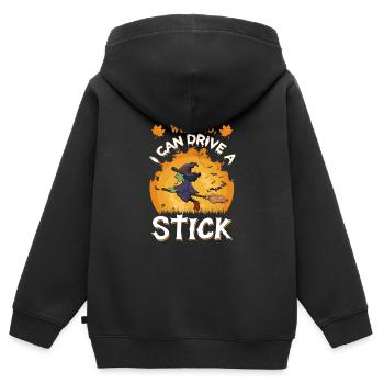 Warum Ja, Ich Kann Einen Stock Fahren - Kinder Premium Organic Zip Hoodie - Schwarz - Hinten - AI Model Kid Male (0cm)