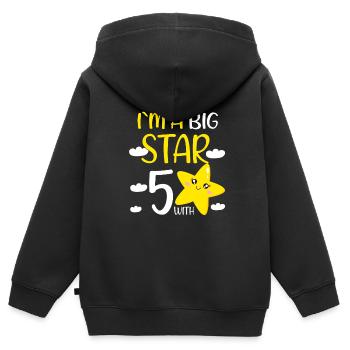 Cadeau de fille d’anniversaire de 5 ans à A Big Star - Sweat Premium à capuche zippé enfant bio - noir - Dos - AI Model Kid Male (0cm)