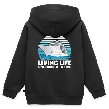 Live Live One Cruise vers un vaisseau temporel - Sweat Premium à capuche zippé enfant bio - noir - Dos - AI Model Kid Male (0cm)