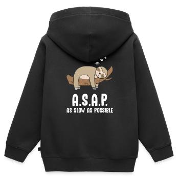 A.S.A.P. As Slow As Possible Faultier - Kinder Premium Organic Zip Hoodie - Schwarz - Hinten - AI Model Kid Male (0cm)