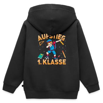 Aufstieg 1. Klasse Fußball Schulkind Schulstart - Kinder Premium Organic Zip Hoodie - Schwarz - Hinten - AI Model Kid Male (0cm)