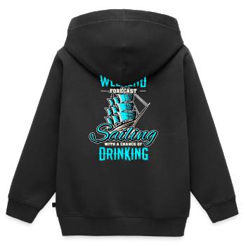 Voilier Marin Voilier Voilier - Sweat Premium à capuche zippé enfant bio - noir - Dos - AI Model Kid Male (0cm)