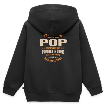 Sie nennen mich Pop, weil sie Partner in Crime sind - Kinder Premium Organic Zip Hoodie - Schwarz - Hinten - AI Model Kid Male (0cm)