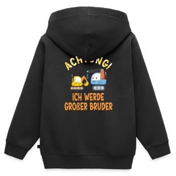 Ich werde Großer Bruder Bagger Baustelle - Kinder Premium Organic Zip Hoodie - Schwarz - Hinten - AI Model Kid Male (0cm)