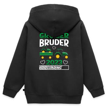 Großer Bruder 2023 Traktor Schwangerschaft - Kinder Premium Organic Zip Hoodie - Schwarz - Hinten - AI Model Kid Male (0cm)