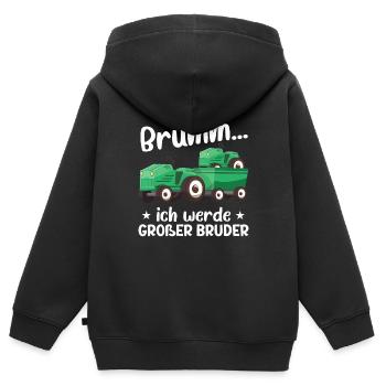 Großer Bruder 2023 Traktor Schwangerschaft - Kinder Premium Organic Zip Hoodie - Schwarz - Hinten - AI Model Kid Male (0cm)