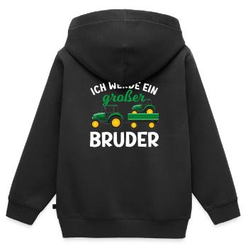 Großer Bruder 2023 Traktor Schwangerschaft - Kinder Premium Organic Zip Hoodie - Schwarz - Hinten - AI Model Kid Male (0cm)