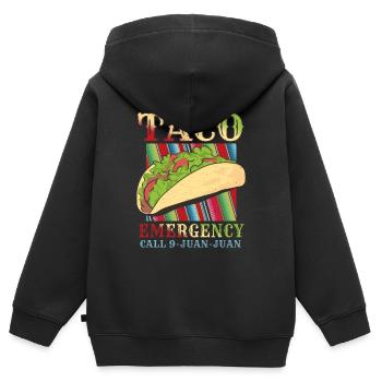Retro Vintage Mexican Food Call Taco - Kinder Premium Organic Zip Hoodie - Schwarz - Hinten - AI Model Kid Male (0cm)