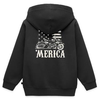 Motorcycle Biker T Shirt - Kinder Premium Organic Zip Hoodie - Schwarz - Hinten - AI Model Kid Male (0cm)