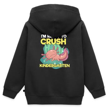 Kindergarten - Kinder Premium Organic Zip Hoodie - Schwarz - Hinten - AI Model Kid Male (0cm)