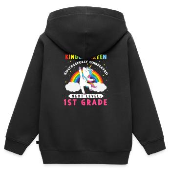 Kindergarten erfolgreich abgeschlossen Einhorn - Kinder Premium Organic Zip Hoodie - Schwarz - Hinten - AI Model Kid Male (0cm)