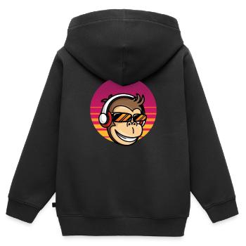 Affe mit Headset - Kinder Premium Organic Zip Hoodie - Schwarz - Hinten - AI Model Kid Male (0cm)