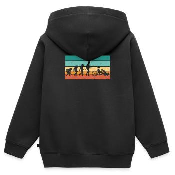 Vintage Evolution Handbike - Kinder Premium Organic Zip Hoodie - Schwarz - Hinten - AI Model Kid Male (0cm)