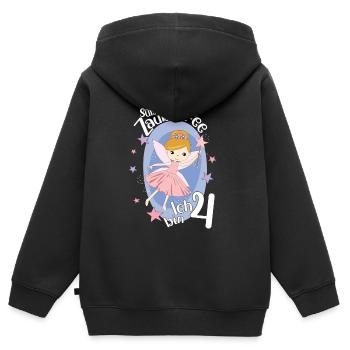 Endlich 4 Jahre Mädchen Geburtstagshirt Zauberfee - Kinder Premium Organic Zip Hoodie - Schwarz - Hinten - AI Model Kid Male (0cm)