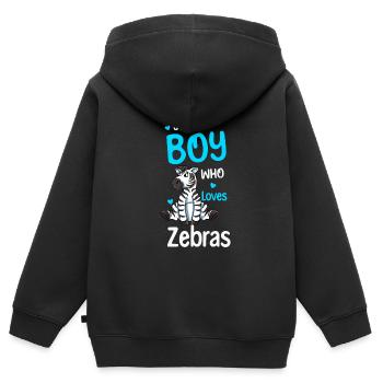 Nur Ein Junge, Der Zebras Liebt - Kinder Premium Organic Zip Hoodie - Schwarz - Hinten - AI Model Kid Male (0cm)