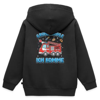 Grundschule ich komme Einschulung 1. Klasse - Kinder Premium Organic Zip Hoodie - Schwarz - Hinten - AI Model Kid Male (0cm)
