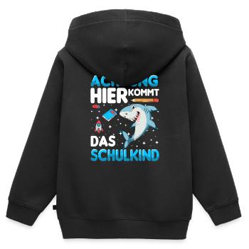 Schulkind Hai Einschulung 1. Klasse Schule - Kinder Premium Organic Zip Hoodie - Schwarz - Hinten - AI Model Kid Male (0cm)
