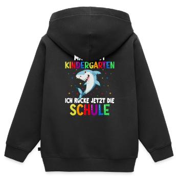 Machs gut Kindergarten ich rocke jetzt die Schule - Kinder Premium Organic Zip Hoodie - Schwarz - Hinten - AI Model Kid Male (0cm)