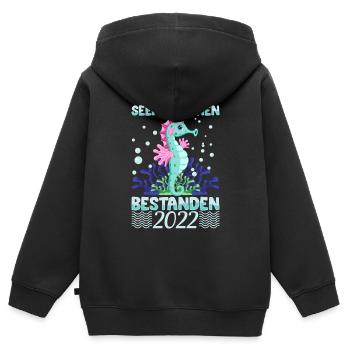 Seepferdchen bestanden - Kinder Premium Organic Zip Hoodie - Schwarz - Hinten - AI Model Kid Male (0cm)