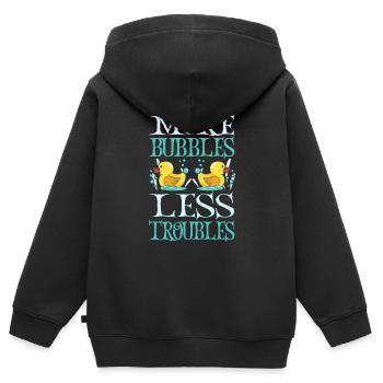 Production de savon Bulles de savon - Sweat Premium à capuche zippé enfant bio - noir - Dos - AI Model Kid Male (0cm)