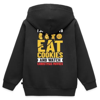 Biscuits de Noël Biscuits Cuisson Biscuits de Noël - Sweat Premium à capuche zippé enfant bio - noir - Dos - AI Model Kid Male (0cm)